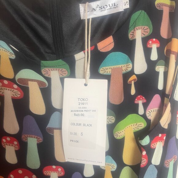 La Soul Mushroom Sleeveless Fit & Flare Dress  - S - Picture 4 of 4
